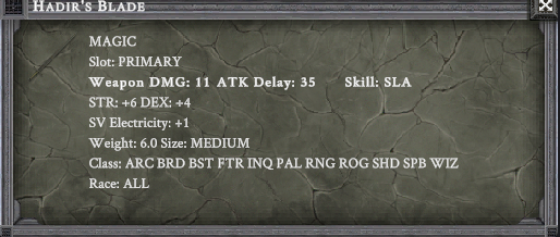 HADIR'S BLADE item card